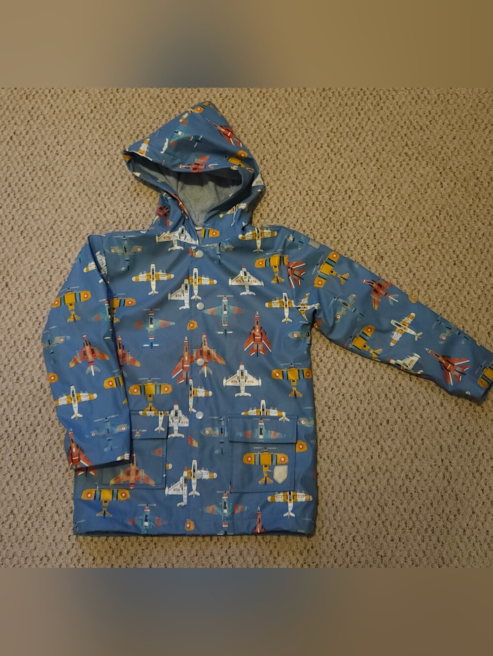 Hatley Fighter Jets Kids Spring/Fall Rain Jacket, Size 8